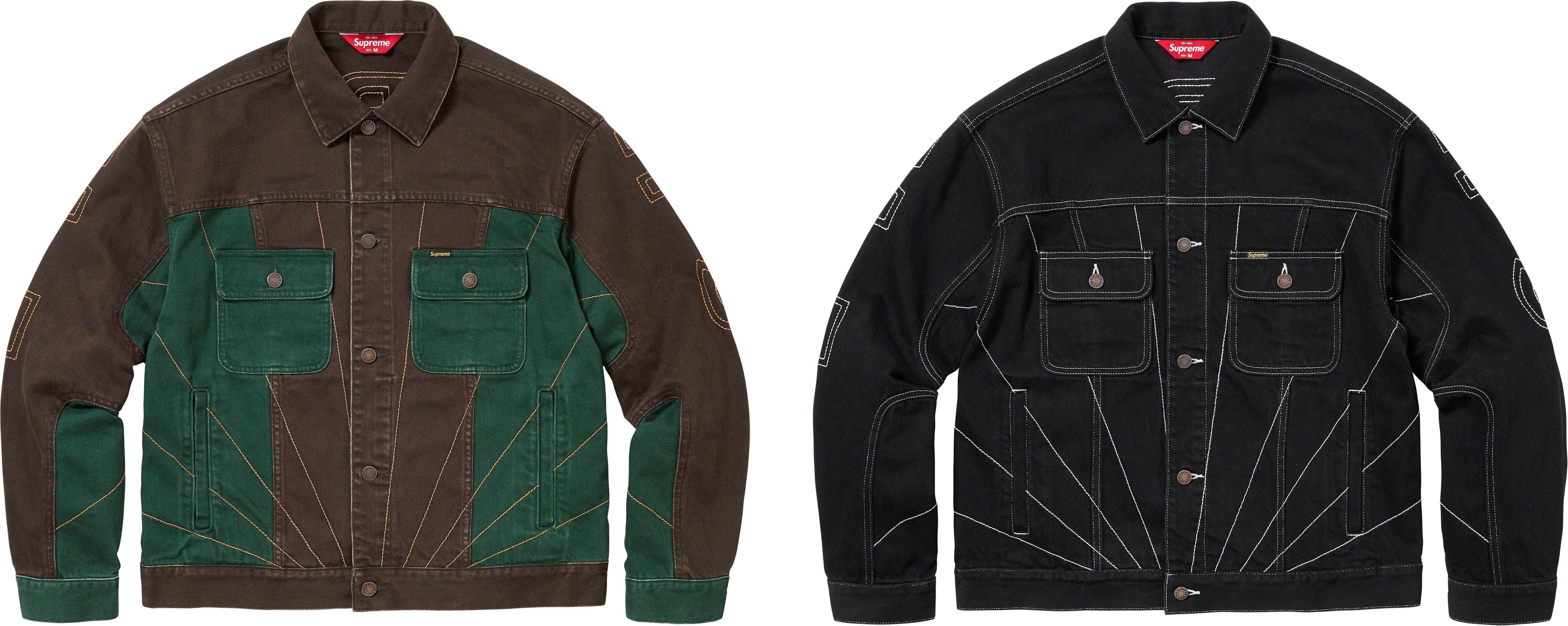 Radial Embroidered Denim Trucker Jacket